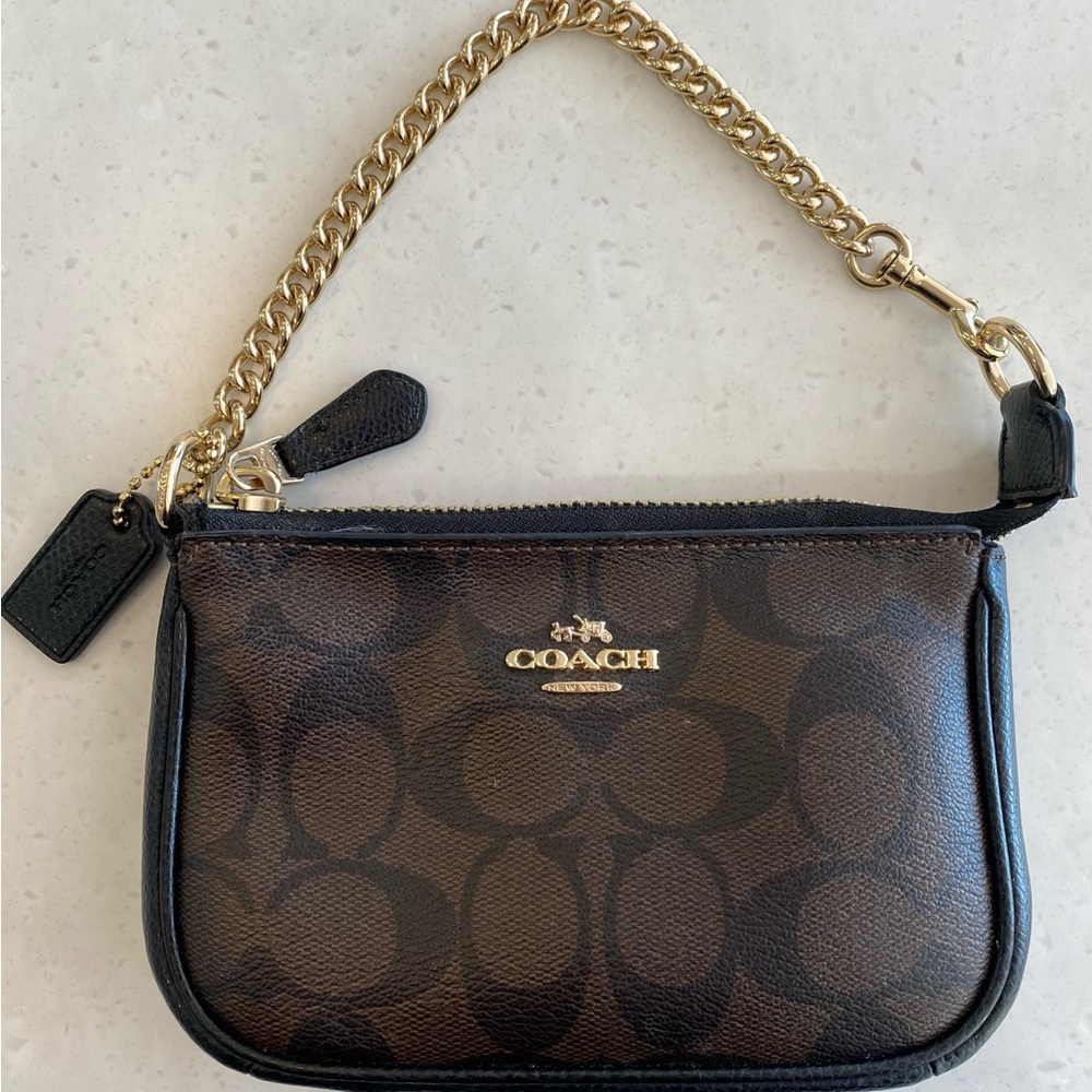 Coach Brown and Gold Signature Wristlet